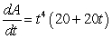 <strong>The length of a rectangle is and its height is , where t is time in seconds and the dimensions are in inches. Find the rate of change of area, A, with respect to time.</strong> A) square inches/second B) square inches/second C) square inches/second D) square inches/second E) square inches/second