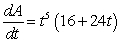 <strong>The length of a rectangle is and its height is , where t is time in seconds and the dimensions are in inches. Find the rate of change of area, A, with respect to time.</strong> A) square inches/second B) square inches/second C) square inches/second D) square inches/second E) square inches/second