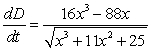<strong>Find the rate of change of the distance D between the origin and a moving point on the graph of if centimeters per second.</strong> A) B) C) D) E)