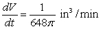 <strong>The radius r of a sphere is increasing at a rate of 2 inches per minute. Find the rate of change of the volume when r = 9 inches.</strong> A) B) C) D) E)