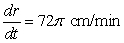 <strong>A spherical balloon is inflated with gas at the rate of 200 cubic centimeters per minute. How fast is the radius of the balloon increasing at the instant the radius is 60 centimeters?</strong> A) B) C) D) E)