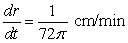 <strong>A spherical balloon is inflated with gas at the rate of 200 cubic centimeters per minute. How fast is the radius of the balloon increasing at the instant the radius is 60 centimeters?</strong> A) B) C) D) E)
