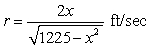 <strong>A 35-foot ladder is leaning against a house (see figure). If the base of the ladder is pulled away from the house at a rate of 2 feet per second, the top will move down the wall at a rate of where x is the distance between the base of the ladder and the house. Find the limit of r as . </strong> A) B)70 C)0 D)35 E)