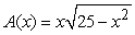 <strong>A rectangle is bounded by the x-axis and the semicircle (see figure). Write the area A of the rectangle as a function of x and determine the domain of the function. -5 5</strong> A) , -5 <font face=symbol></font> x <font face=symbol></font> 5 B) , x <font face=symbol></font><font face=symbol></font>0 C) , -5 <font face=symbol></font> x <font face=symbol></font> 5 D) , all real numbers E) , x <font face=symbol></font><font face=symbol></font>0