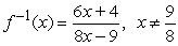 <strong>Find the inverse function of f. </strong> A) B) C) D) E)