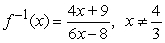 <strong>Find the inverse function of f. </strong> A) B) C) D) E)