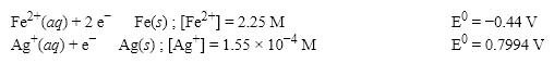 <strong>What is the cell potential (E<sup>0</sup>)for a galvanic cell formed from the following two half-reactions? Assume that the cell temperature is 45°C and the operating pressure is 0.06 atm. </strong> A)1.03 V B)1.12 V C)1.24 V D)0.36 V