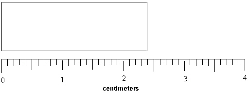 <strong>What length in millimeters can be reported for the rectangle below? (Note that the ruler measures in centimeters.) </strong> A) 24 mm B) 24.0 mm C) 2.4 mm D) 2.40 mm E) 240 mm