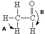 <strong>Based upon VSEPR theory, what are the two approximate bond angles labeled A and B respectively in the following molecule of ethanal? </strong> A) A = 90°, B = 180° B) A = 109°, B = 180° C) A = 109°, B = 120° D) A = 90°, B = 120° E) A = 109°, B = 109°