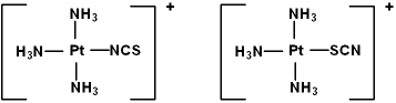 <strong>Which pair of isomers is an example of coordination isomerism?</strong> A) [Pt(NH<sub>3</sub>)<sub>4</sub>Br<sub>2</sub>]Cl<sub>2</sub>, [Pt(NH<sub>3</sub>)<sub>4</sub>Cl<sub>2</sub>]Br<sub>2</sub> B)   C) cis -[Pt(NH<sub>3</sub>)<sub>2</sub>Cl<sub>2</sub>], trans -[Pt(NH<sub>3</sub>)<sub>2</sub>Cl<sub>2</sub>] D)   E) none of these <div style=padding-top: 35px> 