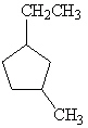 <strong>What is the correct IUPAC name for the following cyclic alkane? </strong> A) Cycloctane B) Propylcyclopentane C) 1-Ethyl-3-Methylcyclopentane D) 1-Methyl-3-Ethylcyclopentane E) Meta-Ethylmethylcyclopentane