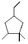 <strong>What is the correct IUPAC name for the following cycloalkane? </strong> A) 1-Ethyl-3,3,4-trimethylcyclopentane B) 1-Ethyl-3,4,4-trimethylcyclopentane C) 1-Ethyl-3-isopropyl-4-methylcyclopentane D) 4-Ethyl-1,1,2-trimethylcyclopentane E) 4-Ethyl-1,2,2-trimethylcyclopentane