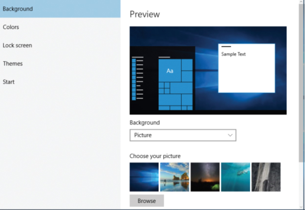 <strong>The accompanying figure of Windows 10 shows the _____ in the Settings window. </strong> A)ADAPTATION screen B)PERSONALIZATION screen C)SIGNATURE screen D)PINNING screen
