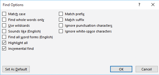<strong>The dialog box shown in the accompanying figure of Microsoft Word 2016 is used to _____. </strong> A)customize a search to narrow the results B)change the formatting for the header and footer of a document C)customize the theme to enhance a document D)change the layout of a cover page