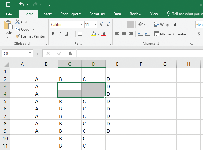 <strong>In the following snippet of Microsoft Excel 2016 document, when the selected range is inserted into a worksheet, the rest of the cells shift down because: </strong> A)the range is longer than it is wide. B)the range is wider than it is long. C)the range is as wide as it is long. D)the range is exactly 4 cells in size.