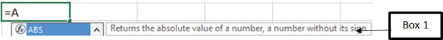 <strong> In the accompanying figure of Microsoft Excel 2016, Box 1 points to _____. </strong> A)a ScreenTip B)an argument C)the AutoFill option D)a mixed reference