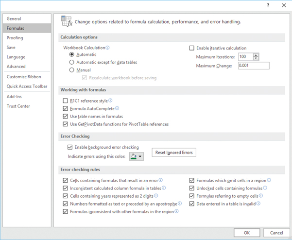 <strong>The accompanying image illustrates the _____ dialog box in the File tab of Microsoft Excel 2016. </strong> A)Excel Options B)Excel Formulas C)Excel Rules D)Excel Tools