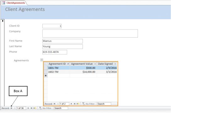  In the accompanying figure of Microsoft Access 2014, Box A points to the _____.