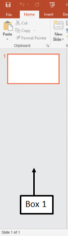 <strong>Box 1 in the accompanying figure of a Microsoft PowerPoint 2016 presentation is pointing to the _____. </strong> A)Slides pane B)Notes panel C)Title slide D)Text panel