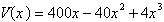 <strong>An open box is to be made from a square piece of cardboard having dimensions 20 inches by 20 inches by cutting out squares of area from each corner as shown in the figure below. Express the volume V of the box as a function of x . </strong> A) B) C) D) E)