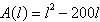 <strong>The sum of the length l and the width w of a rectangular region is 200 meters. Write the area A as a function of l .</strong> A) B) C) D) E)
