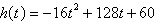 <strong>The height in feet of a projectile with an initial velocity of 128 feet per second and an initial height of 60 feet is a function of time t , in seconds, given by . Find the maximum height of the projectile.</strong> A)165 ft B)414 ft C)316 ft D)508 ft E)413 ft