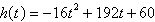 <strong>The height in feet of a projectile with an initial velocity of 192 feet per second and an initial height of 60 feet is a function of time t , in seconds, given by . Find the time t when the projectile reaches its maximum height.</strong> A)8 s B)5 s C)4 s D)6 s E)7 s
