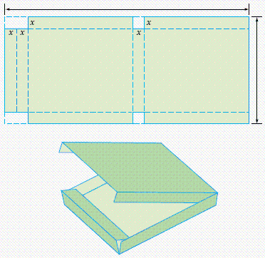 <strong>A closed box is to be constructed from a rectangular sheet of cardboard that measures 21 inches by 10 inches. The box is made by cutting rectangles that measure x inches by 2 x inches from two of the corners and by cutting two squares that measure x inches by x inches from the top and from the bottom of the rectangle, as shown in the following figure. Use a graphing calculator to determine what value of x (to the nearest thousandth of an inch)will produce a box with maximum volume? </strong> A)1.918 B)7.709 C)1.352 D)1.513 E)6.082