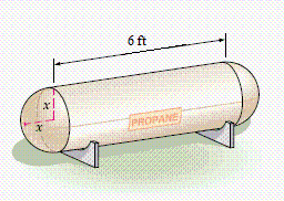 <strong>A propane tank has the shape of a circular cylinder with a hemisphere at each end. The cylinder is 6 feet long and the volume of the tank is cubic feet. Find, to the nearest thousandth of a foot, the length of the radius x. </strong> A) ft B) ft C) ft D)1.041 ft E) ft