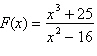 <strong>Determine the domain of the rational function below. </strong> A)all real numbers except 5 B)all real numbers except -4 and 4 C)all real numbers except 4 D)all real numbers E)all real numbers except -5 and 5