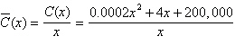 <strong>The cost, in dollars, of producing x cellular telephones is given by . The average cost per telephone is . Find the average cost per telephone, rounded to the nearest cent, when telephones are produced.</strong> A)$ B)$ C)$ D)$ E)$
