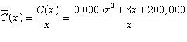 <strong>The cost, in dollars, of producing x cellular telephones is given by . The average cost per telephone is . Use a graphing calculator to determine the minimum average cost per telephone, rounded to the nearest cent.</strong> A)$4.61 B)$37.00 C)$28.00 D)$20.08 E)$109.00