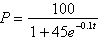 <strong>An industrial psychologist has determined that the average percent score for an employee on a test of the employee s knowledge of the company s product is given by where t is the number of weeks on the job and P is the percent score. Estimate (to the nearest week)the expected number of weeks of employment that are necessary for an employee to earn a 95% score on the test.</strong> A)35 weeks B)21 weeks C)55 weeks D)6 weeks E)68 weeks
