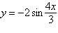 <strong>State the amplitude and period of the function defined by the equation. </strong> A)amplitude = 1.5 p , period = -2 B)amplitude = 2, period = 0.375 p C)amplitude = 2, period = 1.5 p D)amplitude = -2, period = 0.75 p E)amplitude = 2 p , period = 1.5