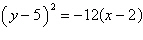 <strong>Find the equation in standard form of the parabola with vertex at and focus .</strong> A) B) C) D) E)
