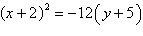 <strong>Find the equation in standard form of the parabola with vertex at and focus .</strong> A) B) C) D) E)