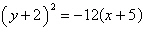 <strong>Find the equation in standard form of the parabola with vertex at and focus .</strong> A) B) C) D) E)