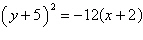 <strong>Find the equation in standard form of the parabola with vertex at and focus .</strong> A) B) C) D) E)