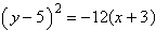 <strong>Find the equation in standard form of the parabola with vertex at and focus .</strong> A) B) C) D) E)