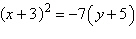 <strong>Find the equation in standard form of the parabola with vertex at and focus .</strong> A) B) C) D) E)