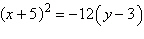 <strong>Find the equation in standard form of the parabola with vertex at and focus .</strong> A) B) C) D) E)