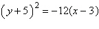 <strong>Find the equation in standard form of the parabola with vertex at and focus .</strong> A) B) C) D) E)