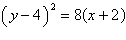 <strong>Find the equation in standard form of the parabola that has vertex , has a horizontal axis of symmetry, and passes through the point .</strong> A) B) C) D) E)