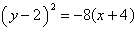 <strong>Find the equation in standard form of the parabola that has vertex , has a horizontal axis of symmetry, and passes through the point .</strong> A) B) C) D) E)