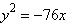 <strong>The line segment that has endpoints on a parabola, passes through the focus of the parabola, and is perpendicular to the axis of symmetry is called the latus rectum of the parabola. Find the length of the latus rectum for the parabola .</strong> A)152 B)38 C)76 D)57 E)19