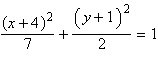 <strong>Find the equation in standard form of the ellipse, given the information provided. center , vertices , foci at </strong> A) B) C) D) E)