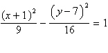 <strong>Find the equation in standard form of the hyperbola with an asymptote slope of and foci (2, 1)and (12, 1).</strong> A) B) C) D) E)
