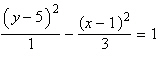 <strong>Use the eccentricity to find the equation of the hyperbola in standard form. vertices (1, 6)and (1, 4), eccentricity 2</strong> A) B) C) D) E)