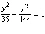 <strong>Use the eccentricity to find the equation of the hyperbola in standard form. eccentricity 2, foci (12, 0)and ( - 12, 0)</strong> A) B) C) D) E)
