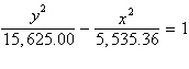 <strong>Two radio transmitters are positioned along the coast, 250 miles apart. A signal is sent simultaneously from each transmitter. The signal from transmitter is received by a ship s LORAN 800 microseconds after the ship receives the signal from . The radio signals travel at 0.186 mile per microsecond. Find an equation of a hyperbola, with foci at and on which the ship is located. Round parameters to the nearest hundredth.</strong> A) B) C) D) E)
